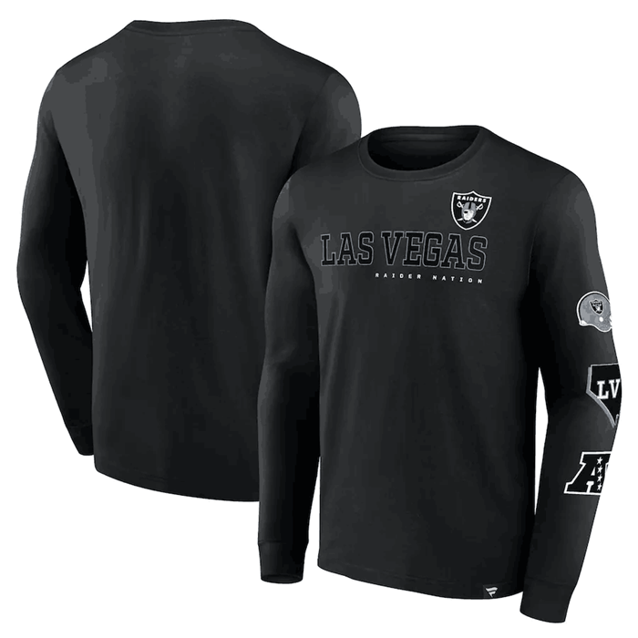 Men's Las Vegas Raiders Black High Whip Pitcher Long Sleeve T-Shirt Men's Las Vegas Raiders Black High Whip Pitcher Long Sleeve T-Shirt